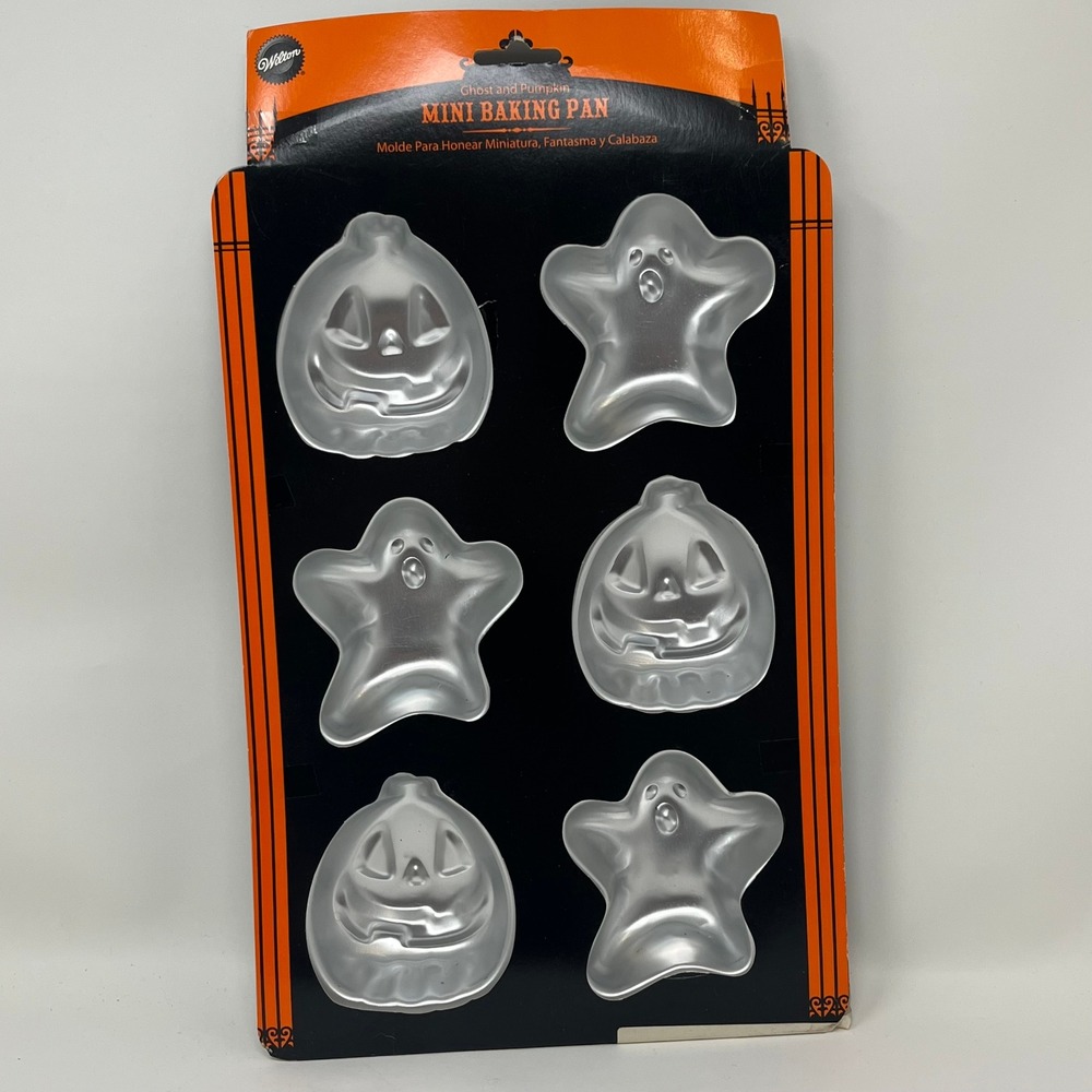 Wilton Halloween Mini Baking Pan, Ghost & Pumpkin, Cake Mold, 6 Cavity